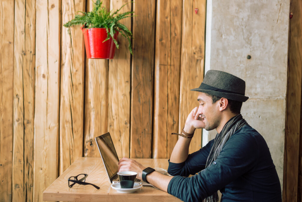 C level titles: CIO working in cafe